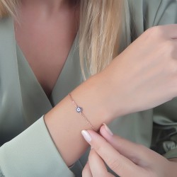 Nazar Boncuklu Rose Kaplama Gümüş Bileklik