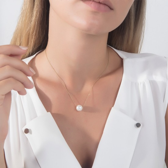 İnci Detaylı Rose Kaplama Gümüş Kolye İnci Detaylı Rose Kaplama Gümüş Kolye
