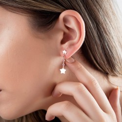 Taş Detaylı Yıldız Rose Kaplama Gümüş Küpe