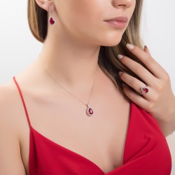 Renkli Damla Taşlı Gümüş Set