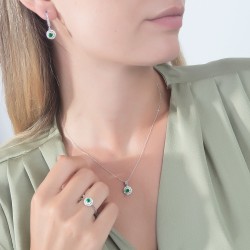 Renkli Mini Daire Taşlı Gümüş Set