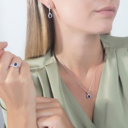Renkli Mini Damla Taşlı Gümüş Set
